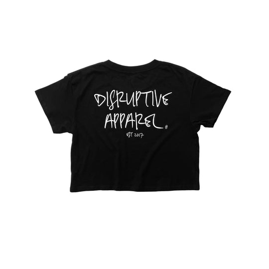 Womens Scripture Crop Tee - Black